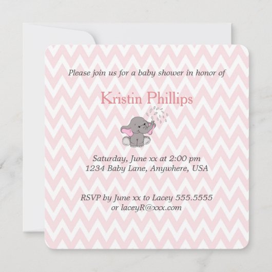 Verjaardagsuitnodiging voor een schattige babyolif kaart (Achterkant)