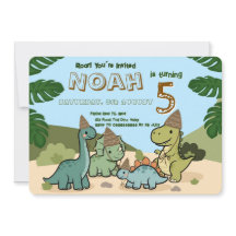 Verjaardagsuitnodiging voor een schattige dinosaur