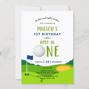 Verjaardagsuitnodiging voor golf met Hole In One Kaart