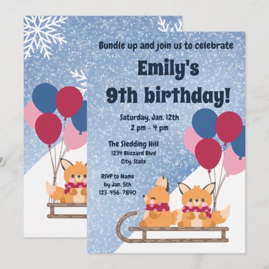 Verjaardagsuitnodiging voor honden sleeën kaart (Voorkant / Achterkant)