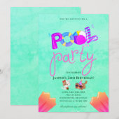 Verjaardagsuitnodiging voor hondenpoolfeestje kaart (Voorkant / Achterkant)