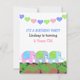 Verjaardagsuitnodiging voor Indische Olifanten Kaart