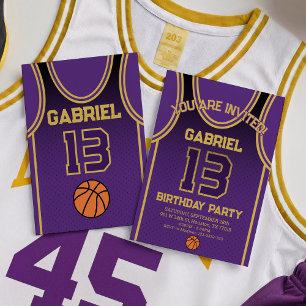 Verjaardagsuitnodiging voor jongens basketbal 13 kaart