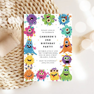 Verjaardagsuitnodiging voor kinderen Cute Little M Kaart