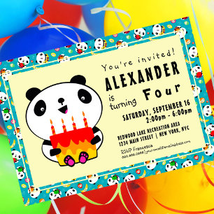 Verjaardagsuitnodiging voor kinderen - Cute Panda Kaart