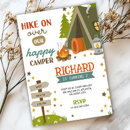Verjaardagsuitnodiging voor kinderen met camping-s kaart