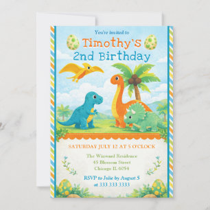 Verjaardagsuitnodiging voor kinderen met leuke din kaart