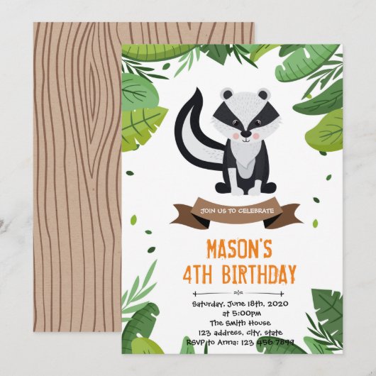 verjaardagsuitnodiging voor kunk bedankkaart (Voorkant / Achterkant)