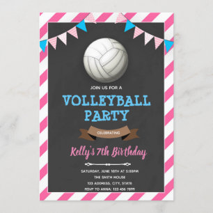 Verjaardagsuitnodiging voor meisje dat volleyballt kaart