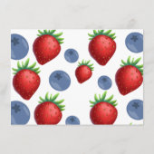 Verjaardagsuitnodiging voor meisje met blauwe bes informatiekaartje (Achterkant)