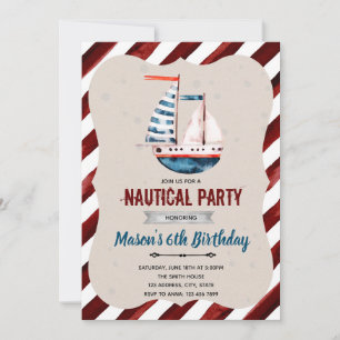 Verjaardagsuitnodiging voor nautische boot kaart