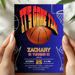 Verjaardagsuitnodiging voor Navy Blue Basketbal Kaart