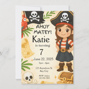 Verjaardagsuitnodiging voor piraten, Ahoy Matey Pa Kaart