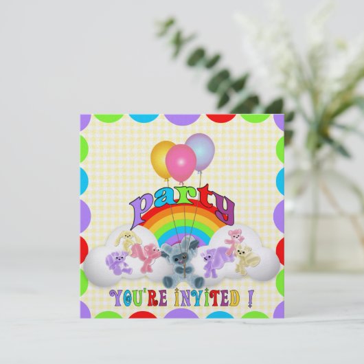 Verjaardagsuitnodiging voor Plushie Animal Kind Kaart (Staand voorkant)
