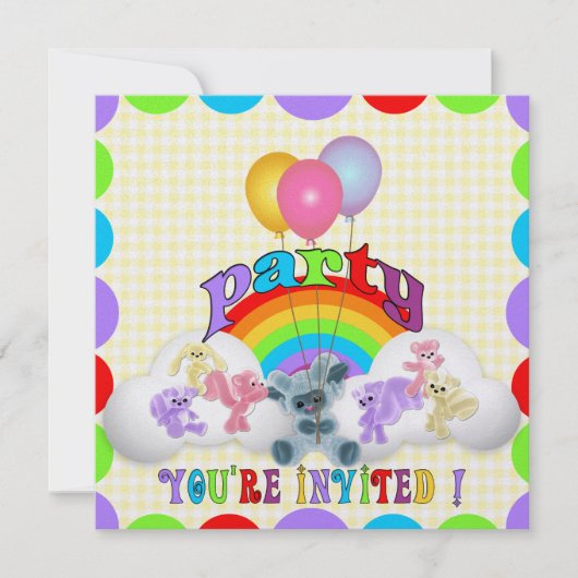 Verjaardagsuitnodiging voor Plushie Animal Kind Kaart (Voorkant)