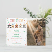 Verjaardagsuitnodiging voor puppy's hondenfeest Pa Kaart (Staand voorkant)