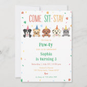 Verjaardagsuitnodiging voor puppy's hondenfeestje kaart (Voorkant)