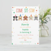 Verjaardagsuitnodiging voor puppy's hondenfeestje kaart (Staand voorkant)