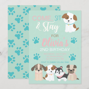Verjaardagsuitnodiging voor puppy's kaart