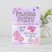 Verjaardagsuitnodiging voor pyjama-feest kaart (Staand voorkant)