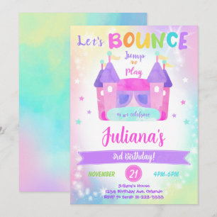 Verjaardagsuitnodiging voor Rainbow Bounce House Kaart