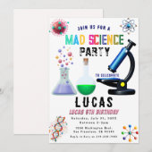 Verjaardagsuitnodiging voor Science Party Kaart (Voorkant / Achterkant)