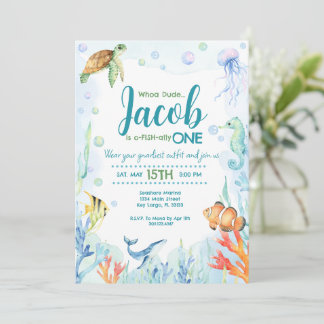 Verjaardagsuitnodiging voor Under the Sea Ocean Di Kaart