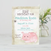 Verjaardagsuitnodiging voor varken- en webschuur kaart (Staand voorkant)