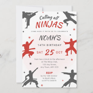 Verjaardagsuitnodiging voor vechtsporten - Ninja / Kaart