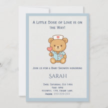 Verjaardagsuitnodiging voor verpleegster teddybeer