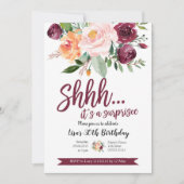 Verjaardagsuitnodiging voor verrassing in Blush en Kaart (Voorkant)