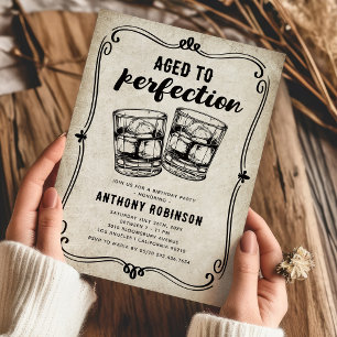 Verjaardagsuitnodiging voor vintage whisky-feestje kaart