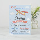 Verjaardagsuitnodiging voor waterverf piloot en vl kaart (Staand voorkant)