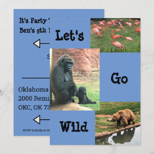 Verjaardagsuitnodiging voor Wild Animal Zoo Kaart