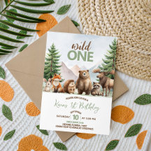 Verjaardagsuitnodiging 'Woodland Wild One' Jongen