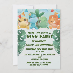 Verjaardagsuitnodigingen 1e gepersonaliseerde dino kaart