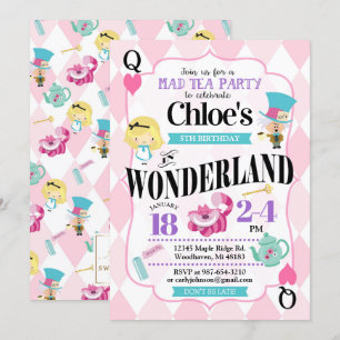 Verjaardagsuitnodigingen Alice in Wonderland Kaart