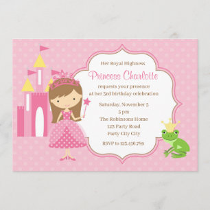 Verjaardagsuitnodigingen Prinses (Frog Prince Cast Kaart