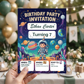 Verjaardagsuitnodigingen voor astronautenkinderen kaart