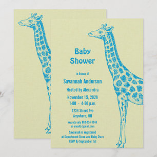 Verjaardagsuitnodigingen voor giraffe baby jongen kaart