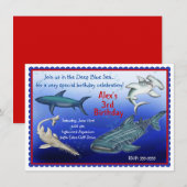 Verjaardagsuitnodigingen voor haaienfeesten kaart (Voorkant / Achterkant)