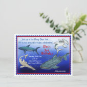 Verjaardagsuitnodigingen voor haaienfeesten kaart (Staand voorkant)