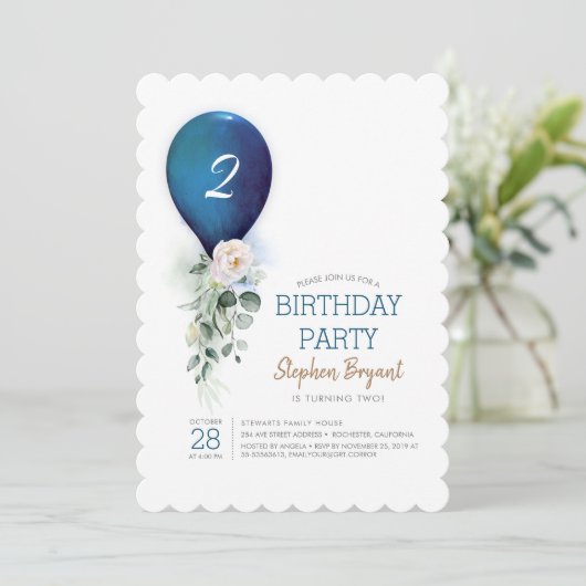 Verjaardagsuitnodigingen voor jongens in Navy Blue Kaart (Staand voorkant)