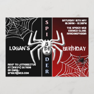 Verjaardagsuitnodigingen voor Red & Black Spider Kaart