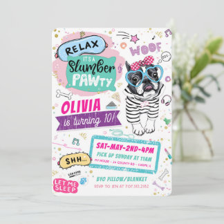 Verjaardagsuitnodigingen voor slaperig feestje met