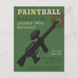 Verjaardagsuitnodigingen voor Target Paintball Kaart