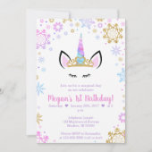 Verjaardagsuitnodigingen voor Winter Eenhoorn Kaart (Voorkant)