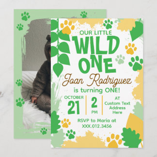 Verjaardagsuitnodigingen Wild One Foto Safari 1 ja Kaart