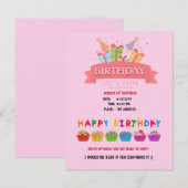 Verjaardagsuitnodigingskaart Kaart (Voorkant / Achterkant)