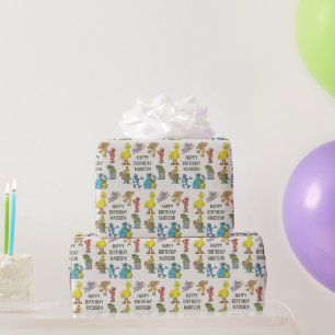 Verjaardagsverpakkingen met Vintage Sesame Street- Cadeaupapier